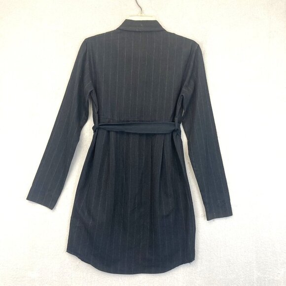 Vintage‎ Romeo Gigli Shirt Dress Womens Italian 40 US 6 Gray Pinstripe Italy 90s - Picture 3 of 16